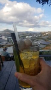 Chilling with delicious iced lychee drink at Tui Mo To cafe - Self-guided trip to Da Lat